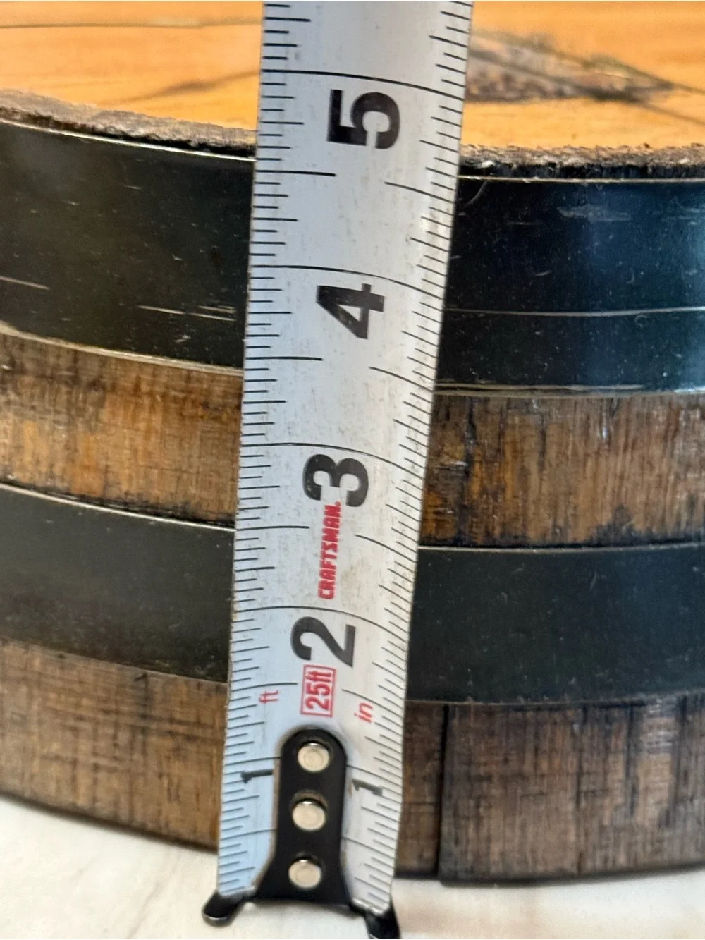 Hand made AMARA Wines Barrel Style Round wall Clock 10in Wood/Metal Analog